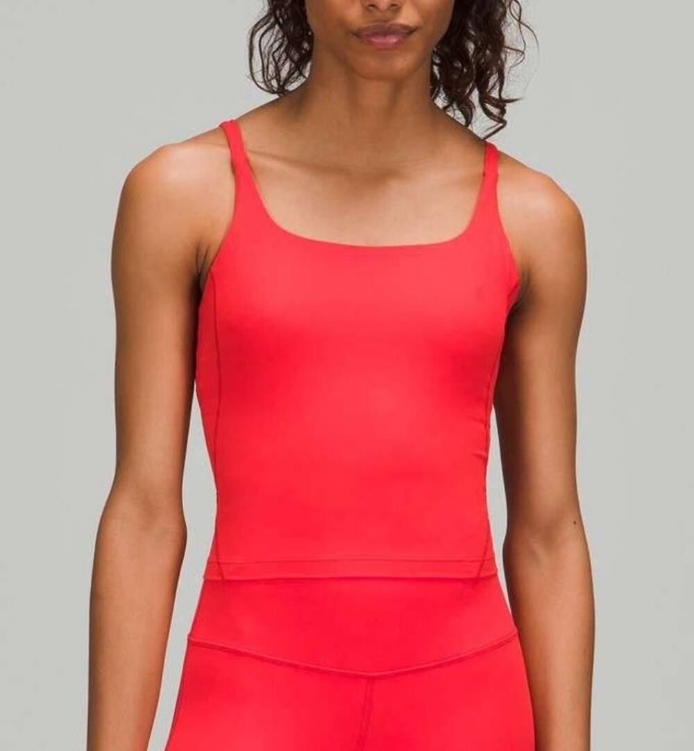 Lululemon Strappy Nulu Shelf Tank Top Size 2 Red Yoga Pilates Training Lounge